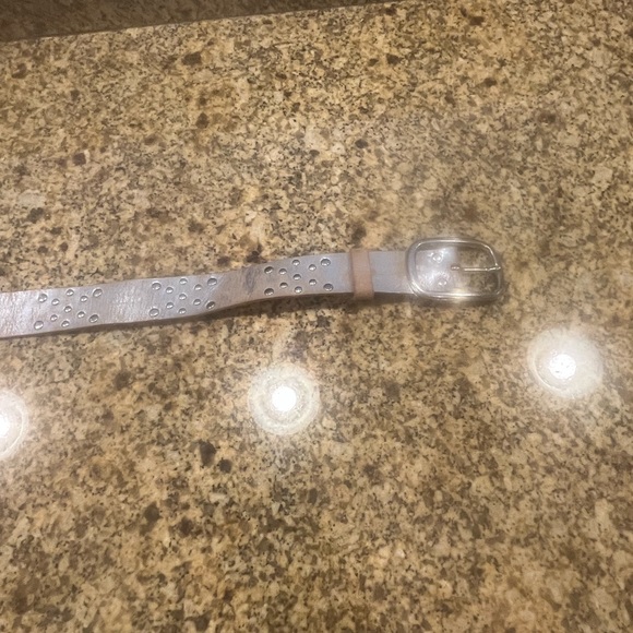 Women’s Wide Belt Washed Silver Leather With Silver Studs Size S - Picture 8 of 9